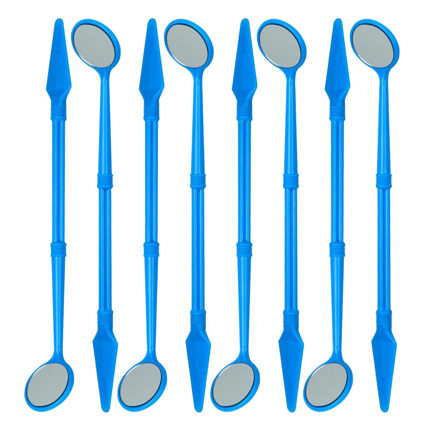 100 Pcs Disposable Dental Mirrors with Spatula Handle | Anti Fog Mouth Mirror Oral Dental Plastic Mirrors | Every Mirror Individually Wrapped for Dentist Adult - Blue