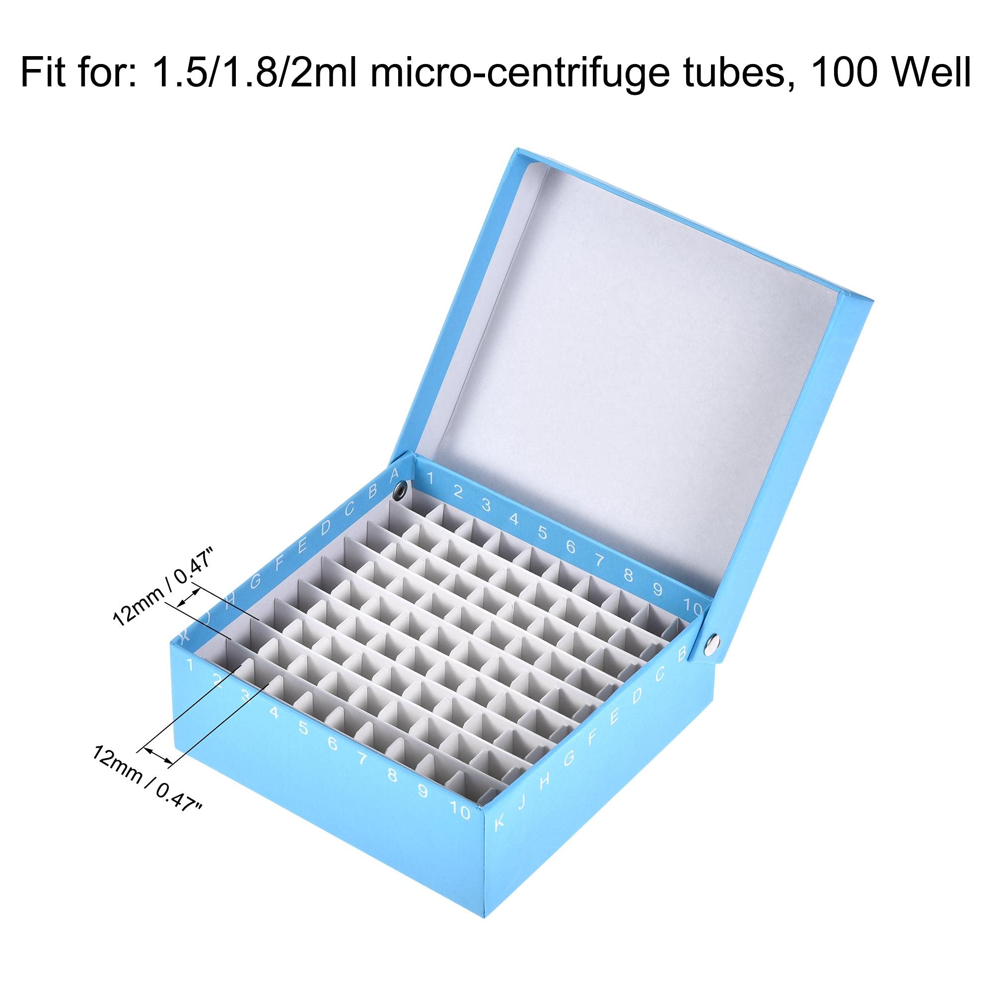 uxcell Caja de almacenamiento para congelador de tubo centrífugo de 100 lugares de cartón impermeable soporte criogénico para tubos de microcentrífuga de 1,5/1,8/2 ml, juego 6 en 1