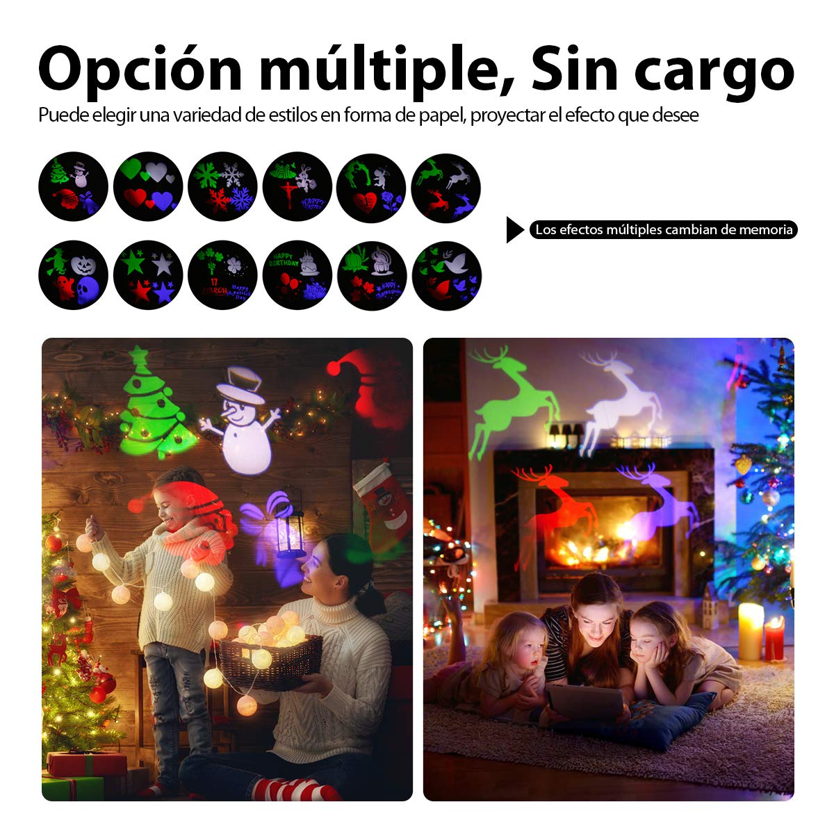 Luces de Proyector Navidad con Control Remoto para Interior ...