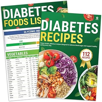 Diabetes Food List & Meal Planner for Beginners, Diabetic Cookbook for Type 1, Type 2 & Prediabetic, Diabetic Gifts for Women & Men