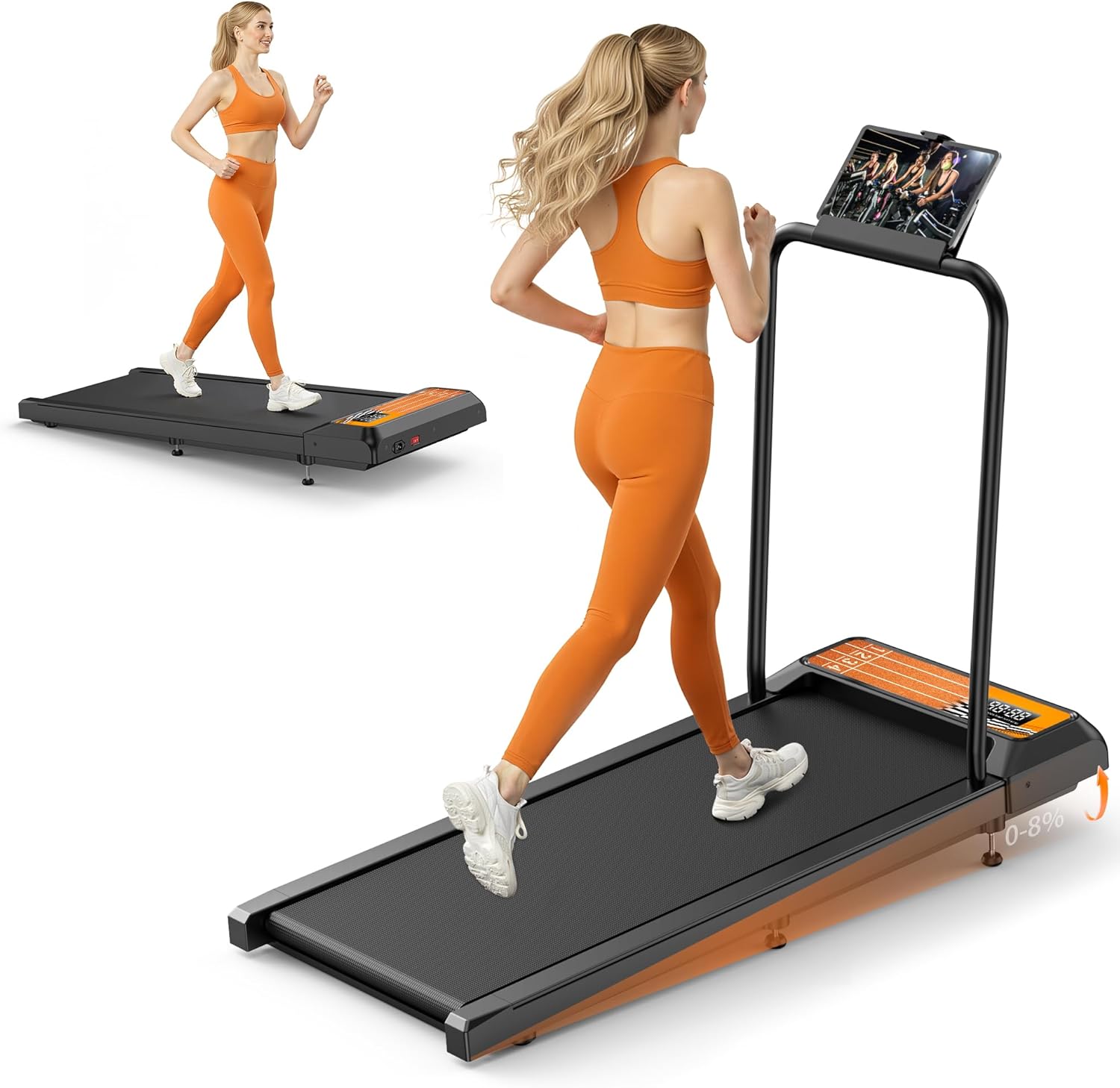 Caminadora Eléctrica Plegable con Inclinación 8% y 2.5HP Color Amarillo