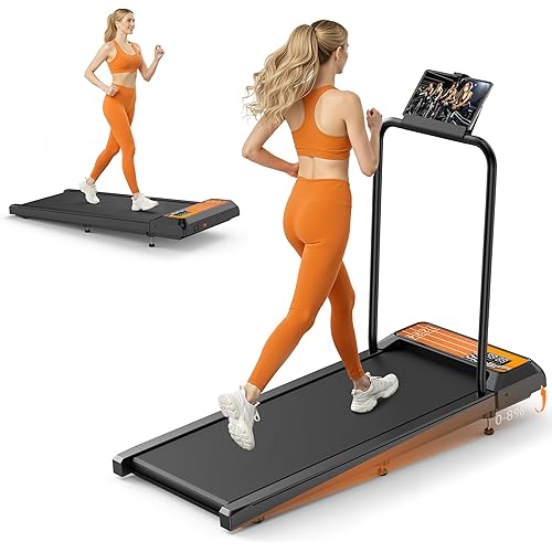 Walking Treadmill Pad with Handle Bar, Portable Treadmills with Incline for Home and Office, 270lbs Capacity Under Desk Treadmill with 2.5HP Remote Control, LED Display