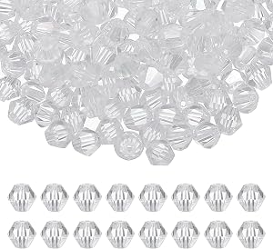 PATIKIL 6mm Bicone Crystal Beads, 200 Pcs Glass Faceted Bicone Beads Loose Spacer Bead for Jewelry Making Bracelet Necklace Earrings Wind Chimes Craft, Clear