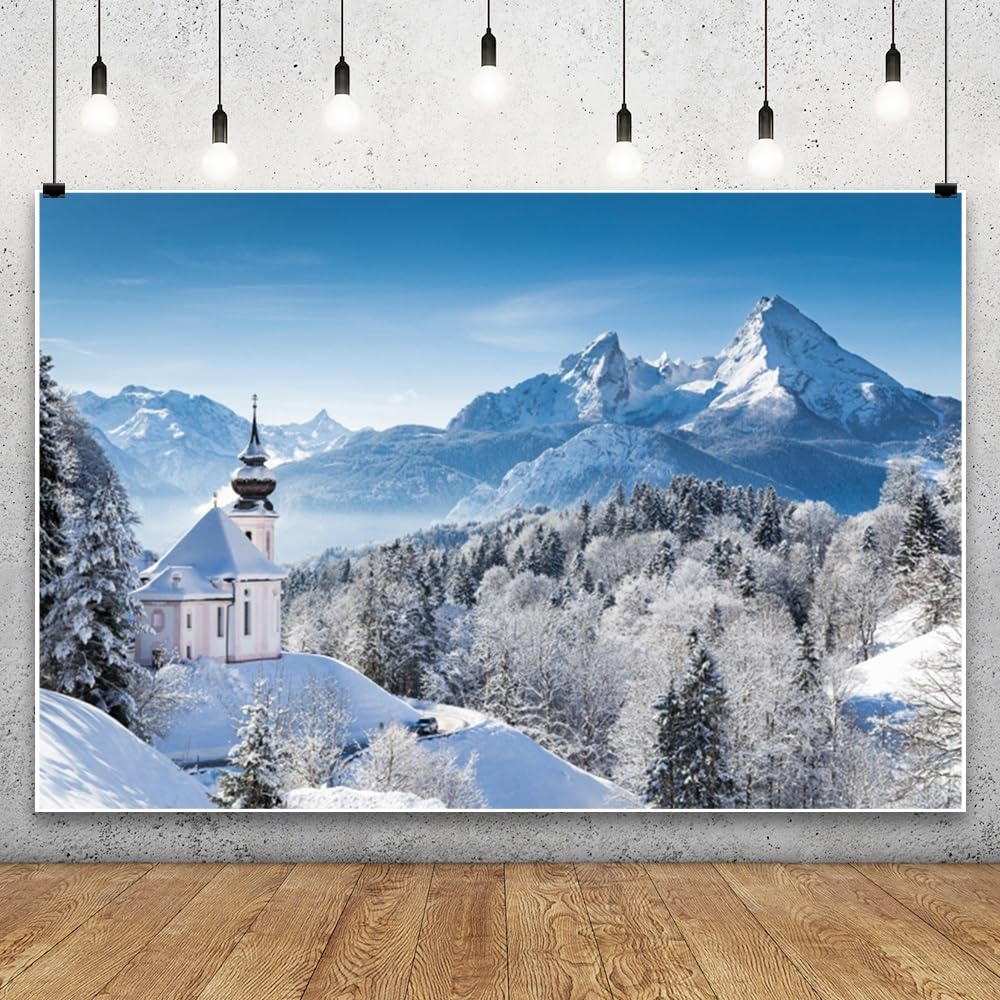 3x2,5m paraíso Invernal Fondo Escena de Invierno Montañas Naturaleza Paisaje Fotografía Fondo Blanco Bosque Mundial Árbol de Nieve al Aire Libre Navidad Decoración Fiesta