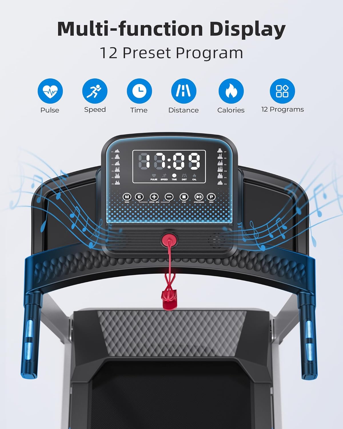 COZYINN Foldable Treadmill with Incline for Home Small - 350 lb Capacity, 3.0HP Quiet Folding Treadmill with Pulse Sensor and Bluetooth Speaker, App/Voice Control, 3 Level Incline, 7.6 MPH