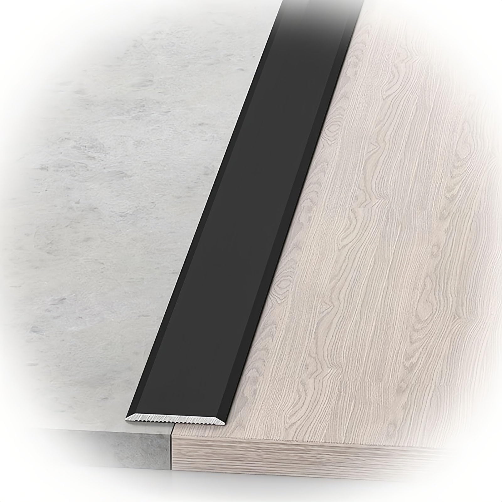Cmjymx Black 90Cm Floor Flat Divider Strip, Flooring Edge Trim Floor Cover Strips For Tile Hardwood Laminate Vinyl Concrete - Aluminum Transition Bar(,3.3Cm/1.29In)