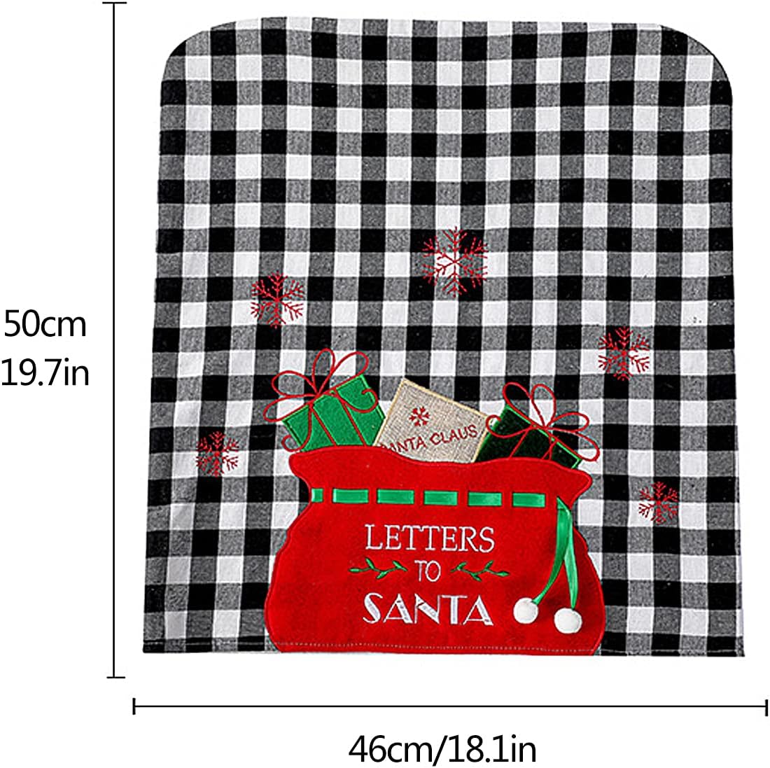 Chair Covers, 4 Pcs 19.7x18.1inch Christmas Chair Covers Xmas Chair Black and Red Plaid Back Cover with Gift Bag Dining Room Chair Covers for Hotel Wedding Party Christmas Decor, Black Red