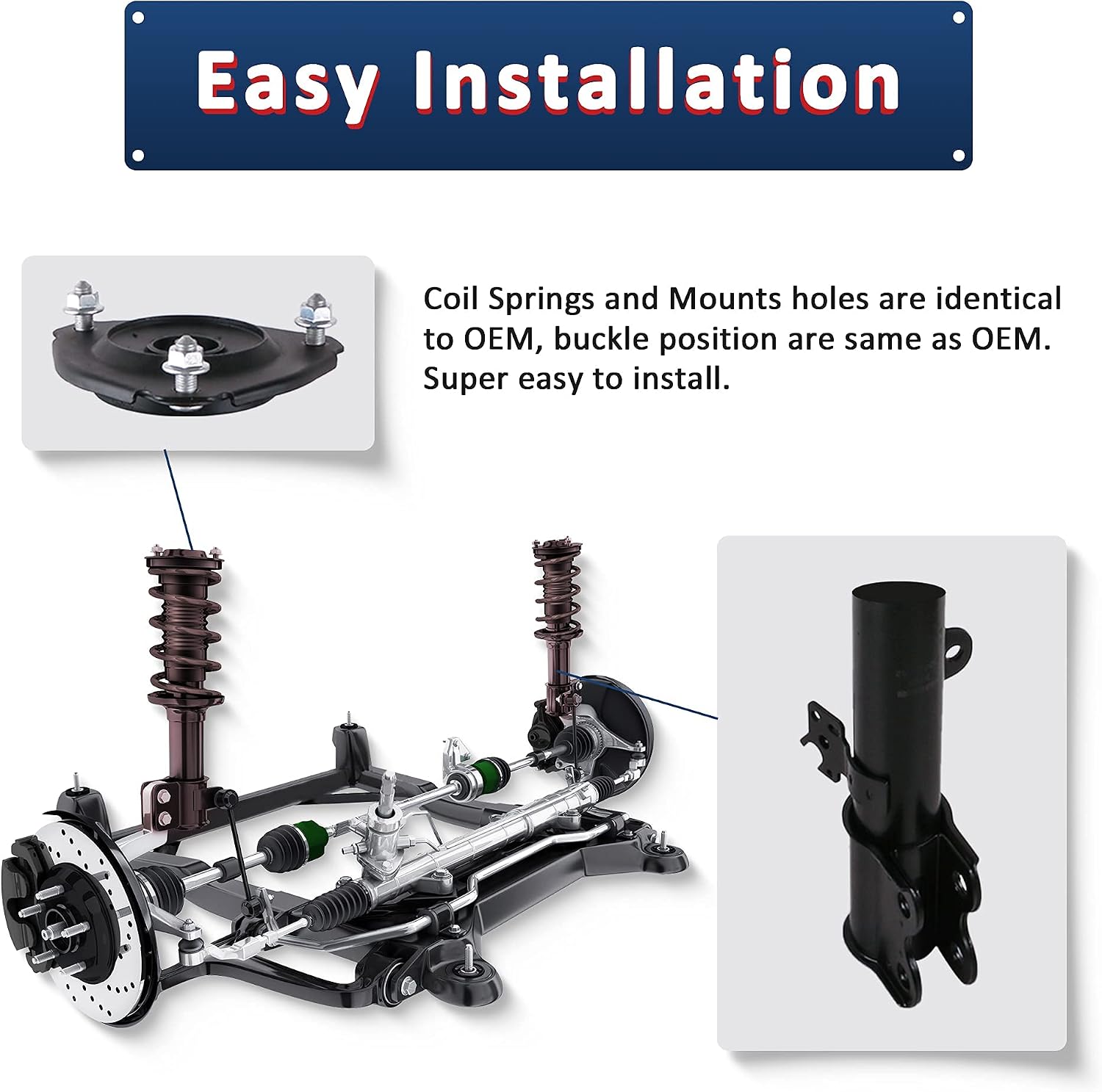 MOSTPLUS Front Strut Assembly Compatible for 1998-2002 Chevrolet Prizm,1993-2002 Toyota Corolla 271951 271952 (Set of 2)