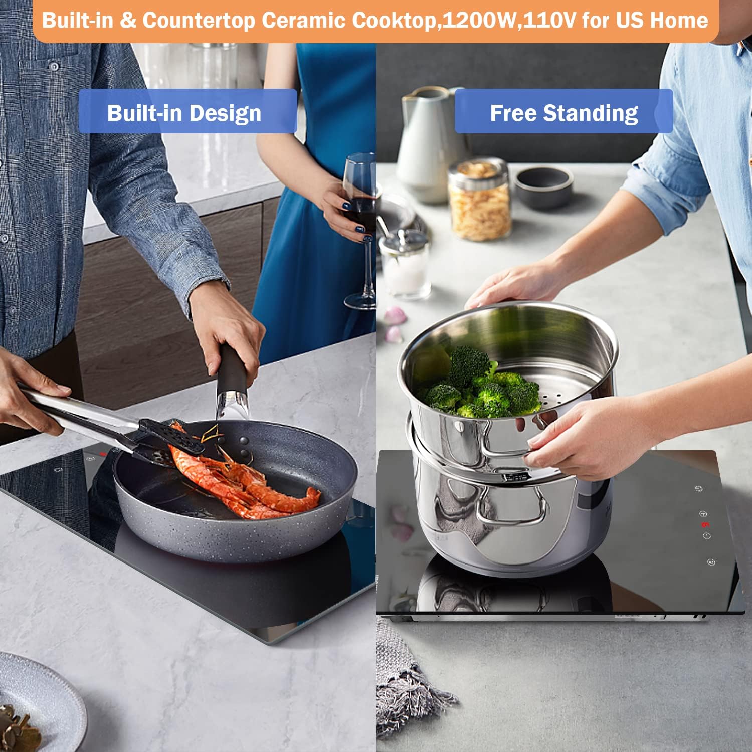 Buy Karinear Electric Ceramic Cooktop, 12 Inch Builtin Electric Cooktop Single Burner, 110V