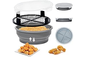 Collapsible Batter Bowl - Mess Free Better Breader Shaker Bowl with Lid Flour Shaker Container