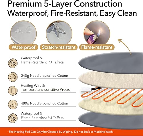 Miniatura 6 de USB Pet Heating Pad, 5V Safe 5-Temp & Timer Waterproof Warmer Turns Any Bed Heated, 140F Auto Shut-Off, for Cats, Dogs IndoorOutdoorTravel Use,