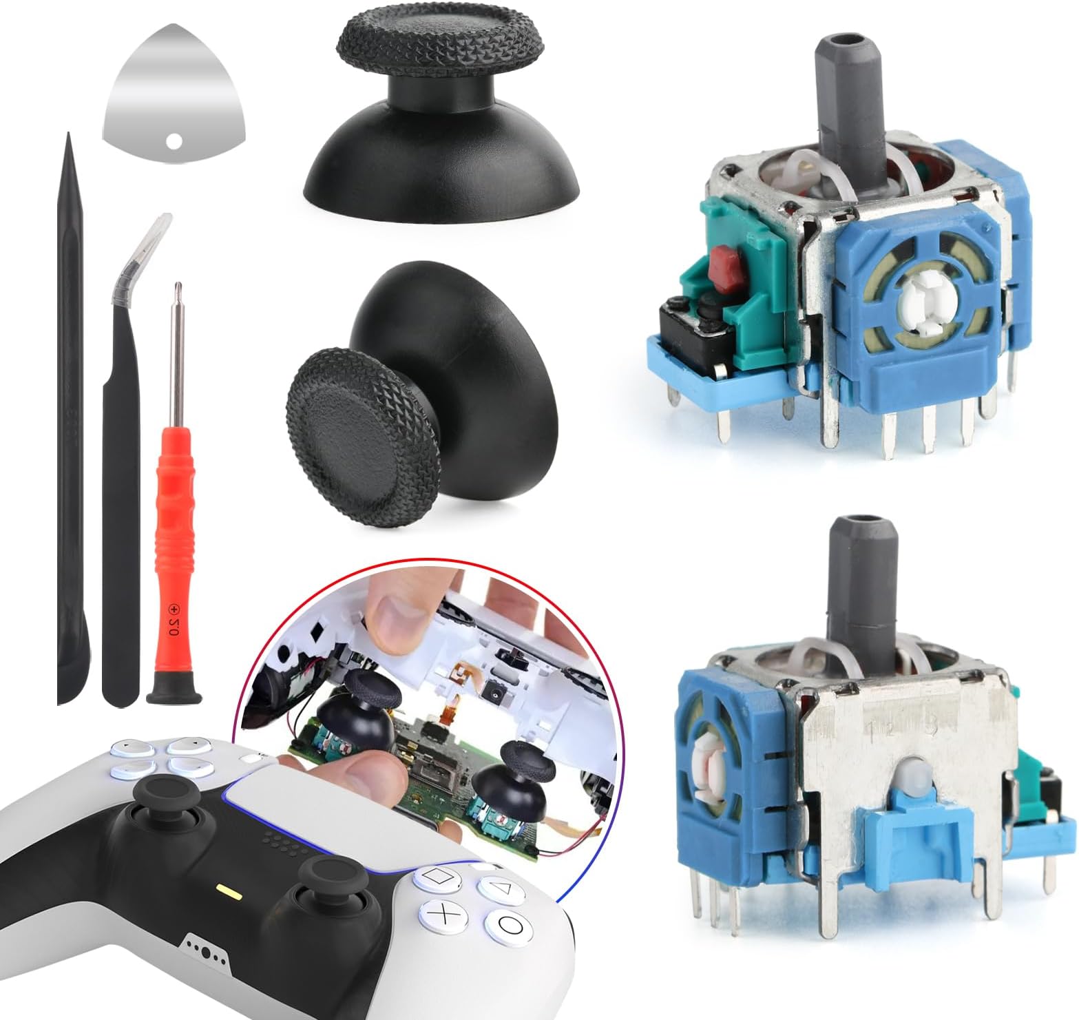 for PS5 Joysticks Replacement for Sony PlayStation 5 PS5 Controller Joystick Replacement for PS5 Analog Stick Replacement Module Potentiometer for PS5 Joystick Thumb Stick Replacement Part (2Pack)