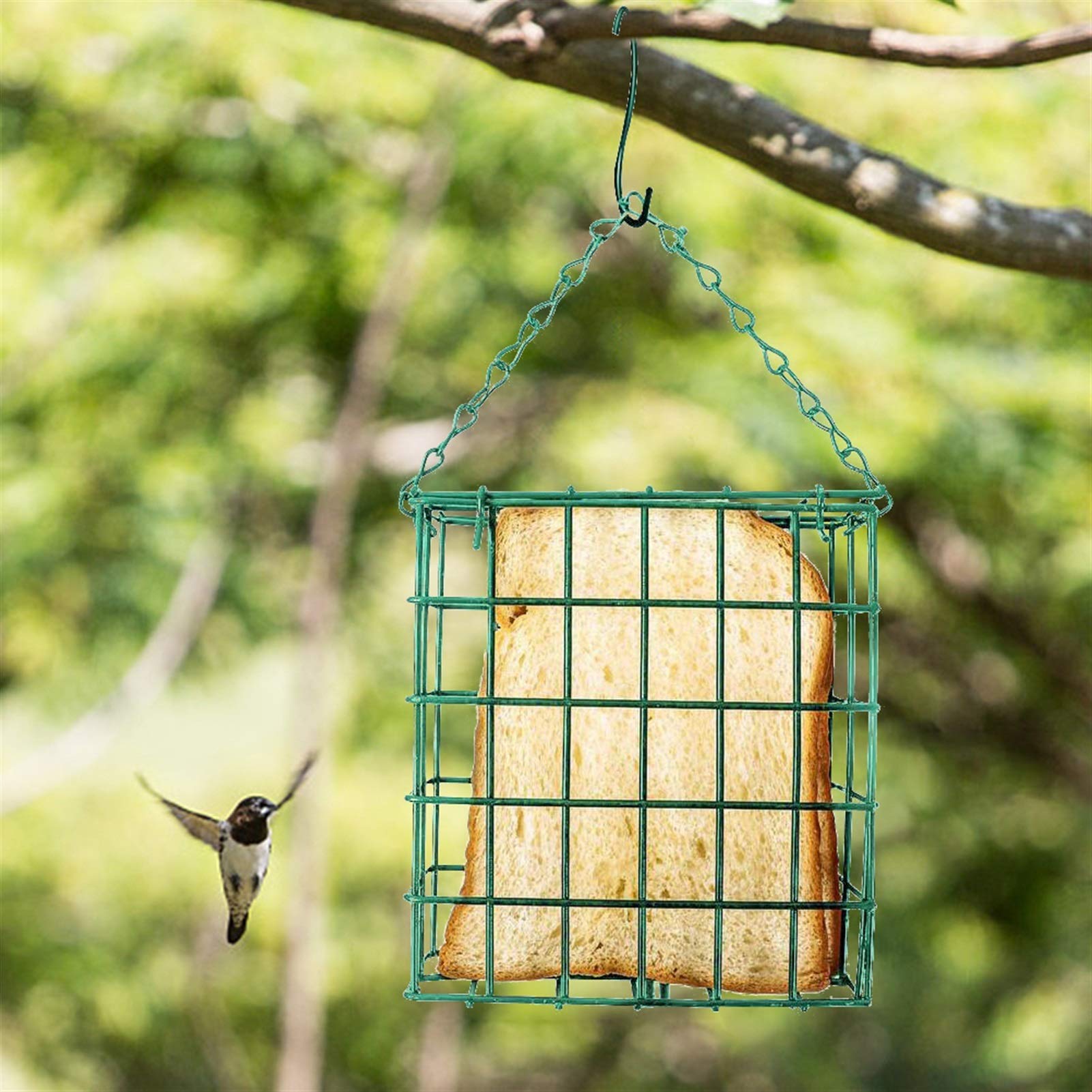 Comedero para Pájaros Dispensador de Alimentos de Aves de Aves de Aves Cuadrado Alimentador de pájaros Colgantes Alimentador de Sebum Comedero para Aves