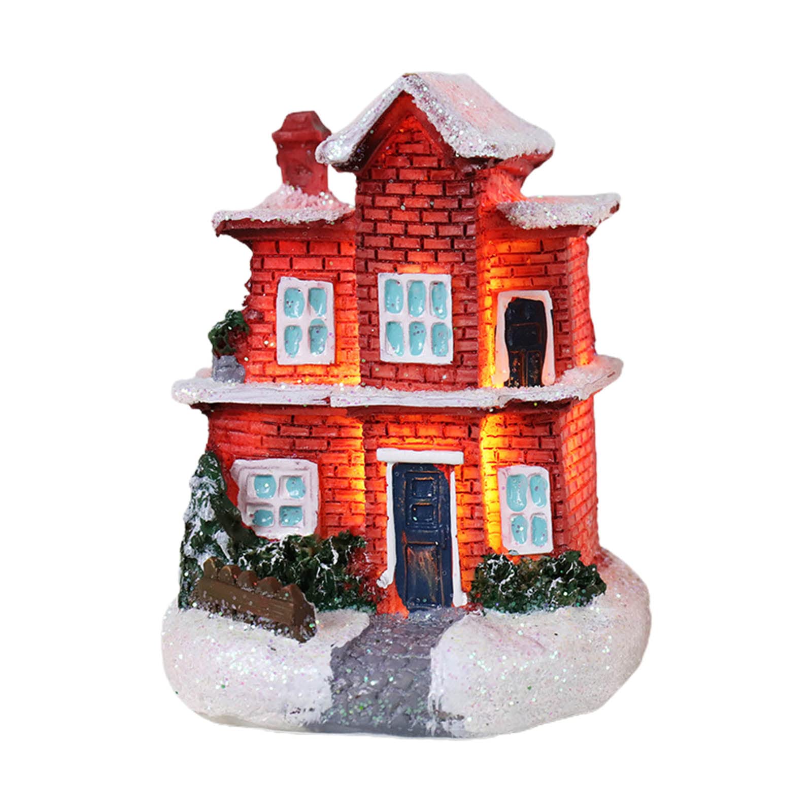 Glowing Village House Small House Resin Landscape Christmas Decoration Snow House Window Ornaments