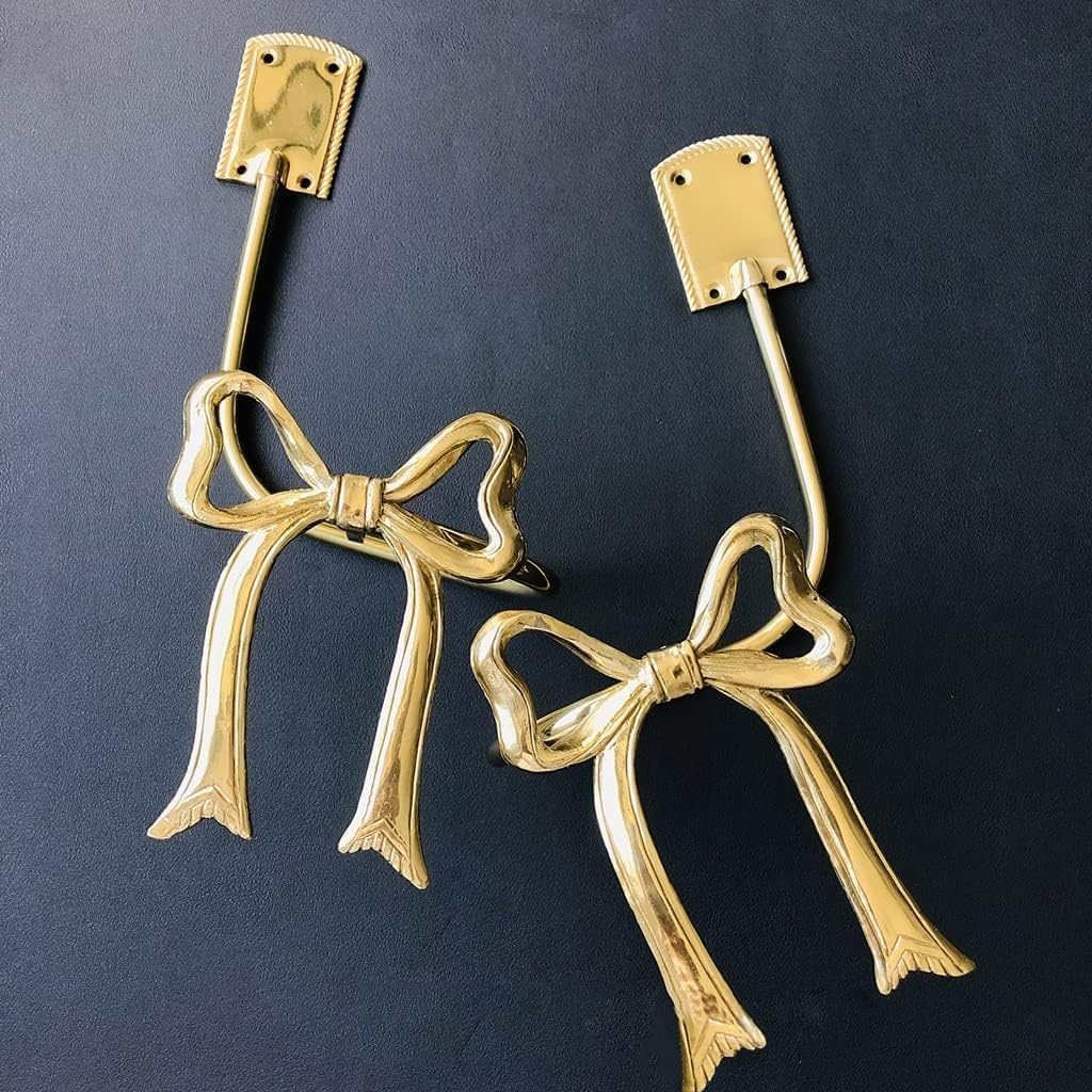 Curtain Hook Brass Ribbon Bow Curtain Holdbacks Curtain Tiebacks Drapery Hooks Wall Hooks for Curtains