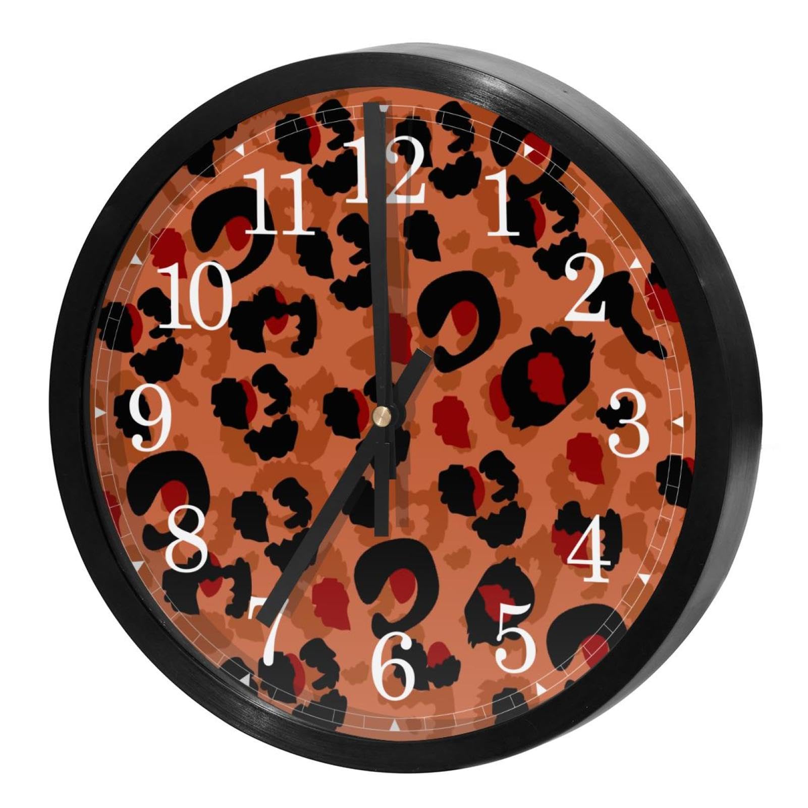 Horloge murale silencieuse imprimé léopard pour un sommeil sans bruit