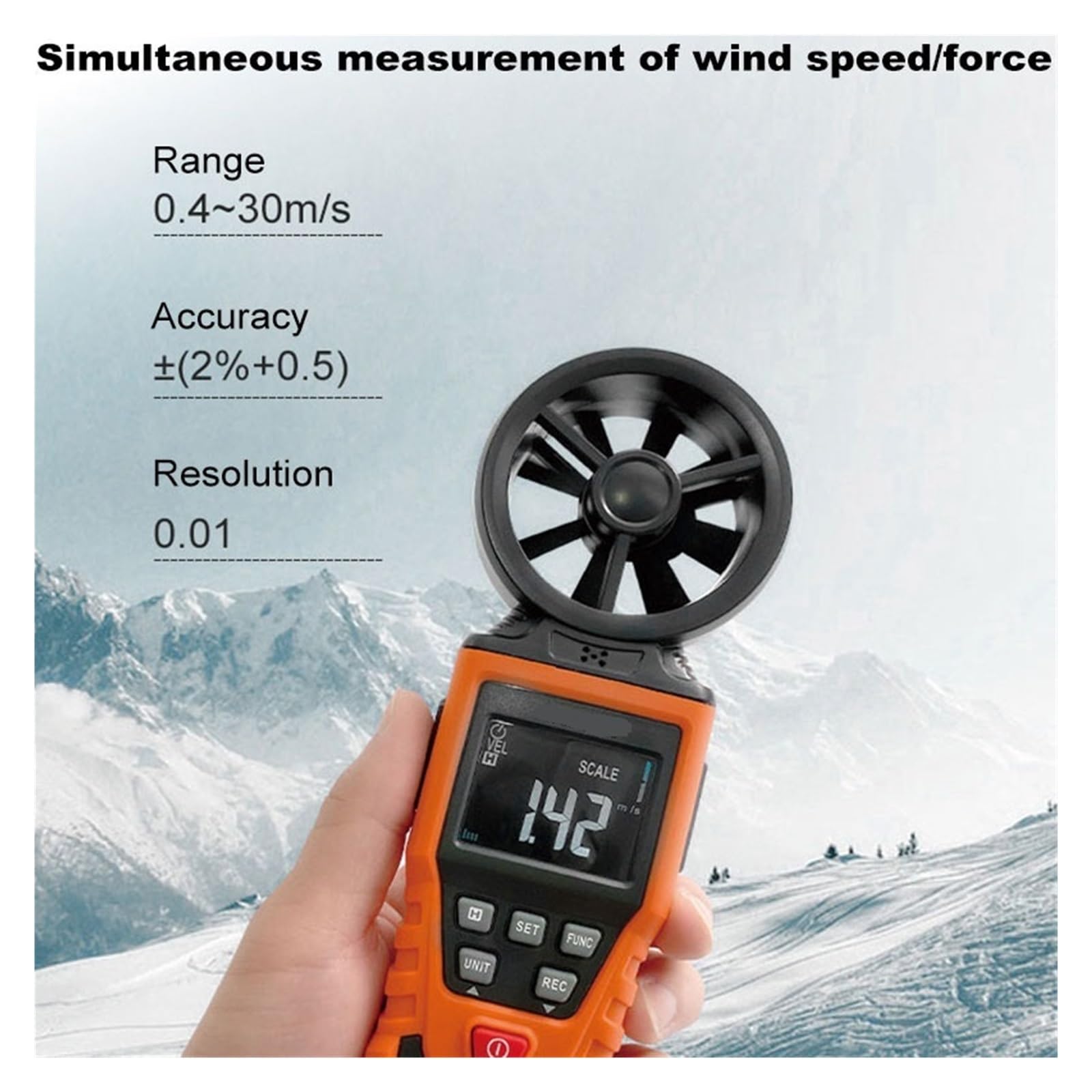 Anemómetro Medidor CFM De Velocidad Del Viento Digital Mano Prueba Medir El Flujo Aire Con Retroiluminación Mediciones Precisas Versátiles(BSD-340A)