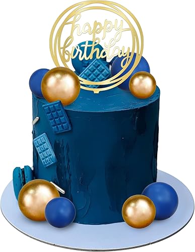 Miniatura 4 de Decoración de bola para tartas Simplicity, decoración de bolas azules y doradas, decoración de pasteles de espuma, decoración para bodas,