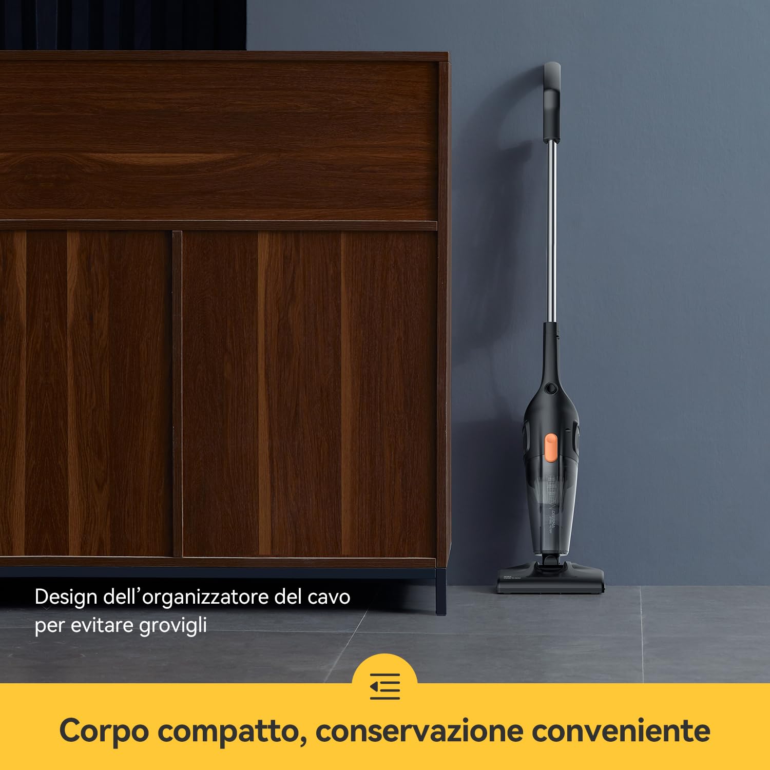 Deerma DEM-DX115C Aspirapolvere Senza Sacco 2 in 1, Ultraleggera con Filtro HEPA, 600W, Serbatoio da 1,2L, Ideale per Pavimenti Duri, Tappeti e Peli di Animali