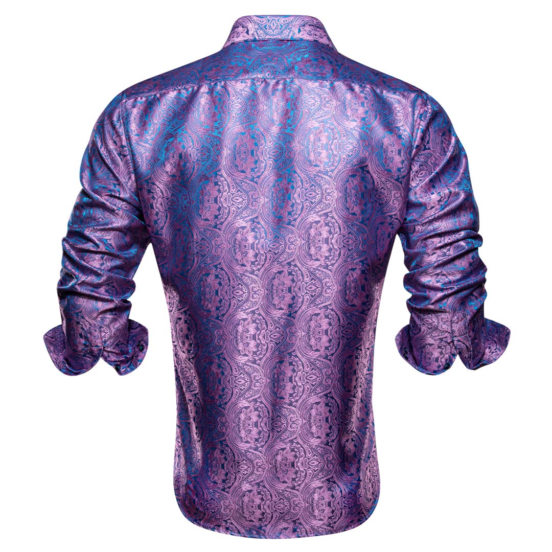 Niiyyjj Męskie jedwabne koszule z długim rękawem męskie slim fit paisley satynowa sukienka koszule koszula męska smoking koszula, Cy-1017, XXL