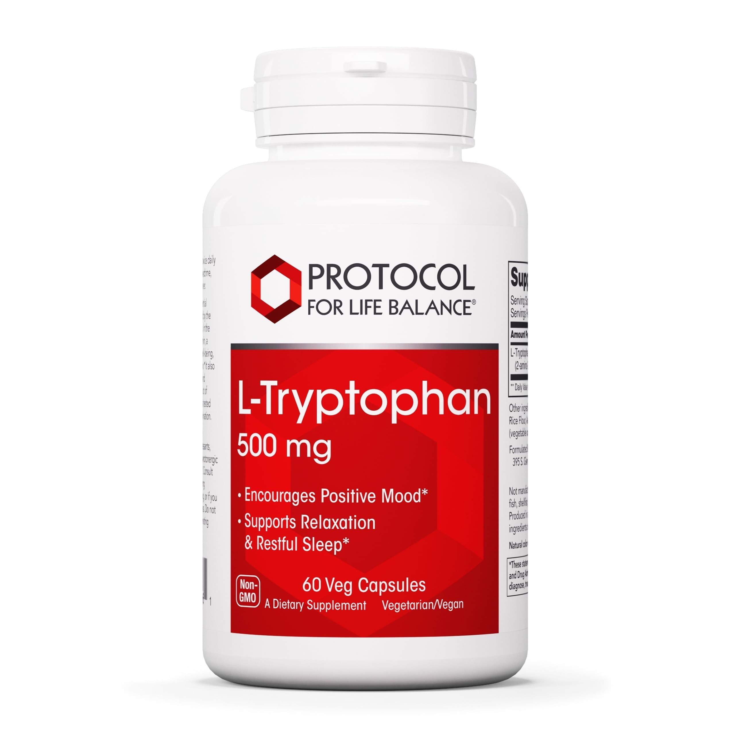 PROTOCOL FOR LIFE BALANCE L-Tryptophan 500mg, Stress Relief*, 60 Veg Caps