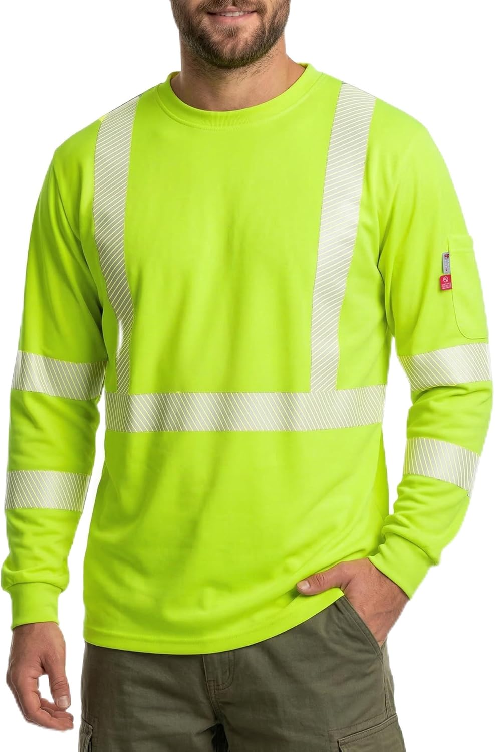TICOMELA Flame Resistant T-Shirts 6oz with Reflective Tape, Lightweight FR Cotton Work Shirt, Breathable & NFPA 2112
