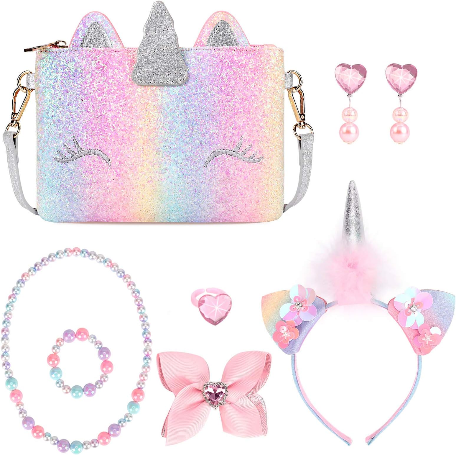 mibasies Unicorn Purse for Little Girls Kids Dress Up Jewelry Toddler Gifts Set