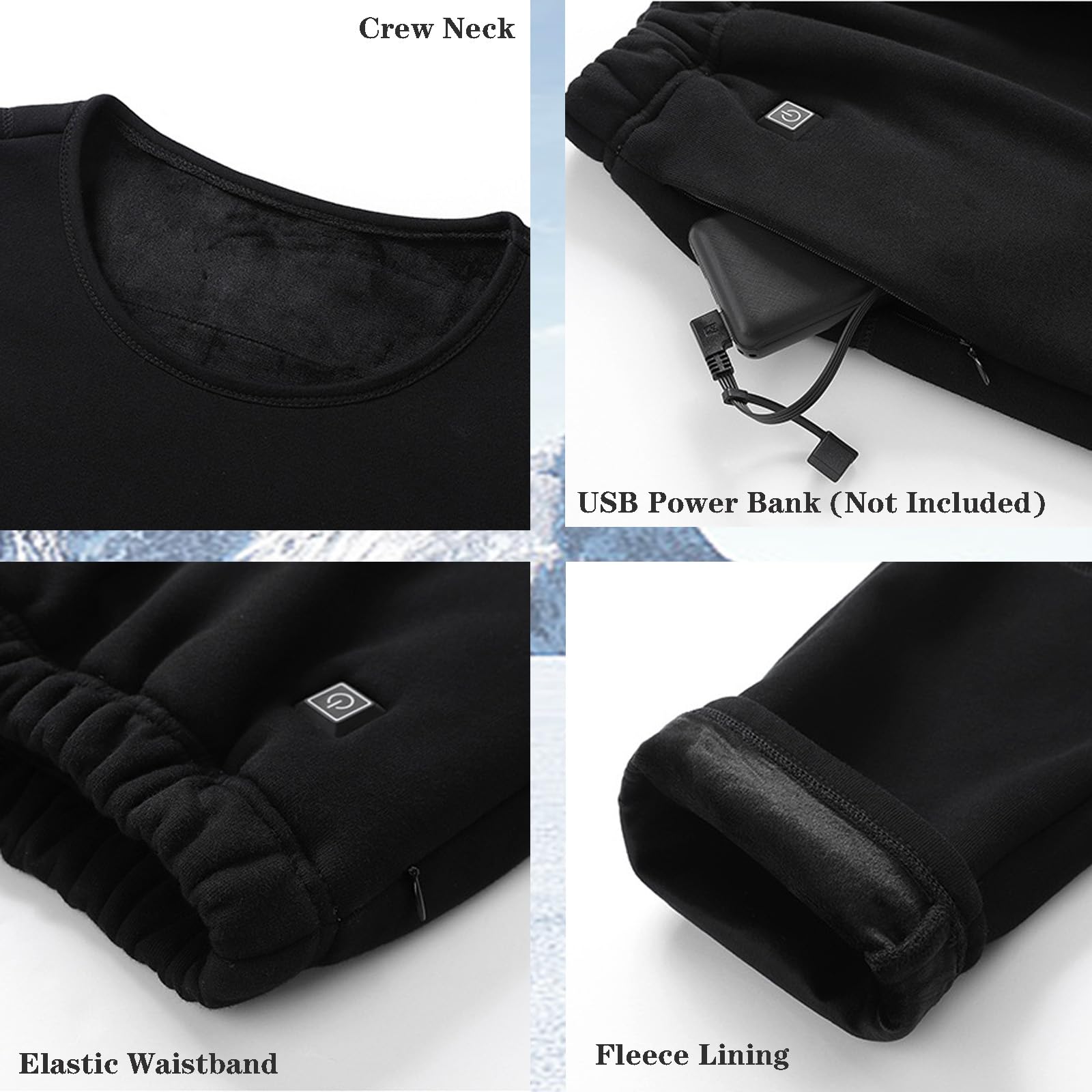 Set di Biancheria Intima Termica Riscaldata A 28 Zone per Uomo Donna Tuta Calda Invernale Strato di Base Riscaldante Foderato in Pile Long Johns