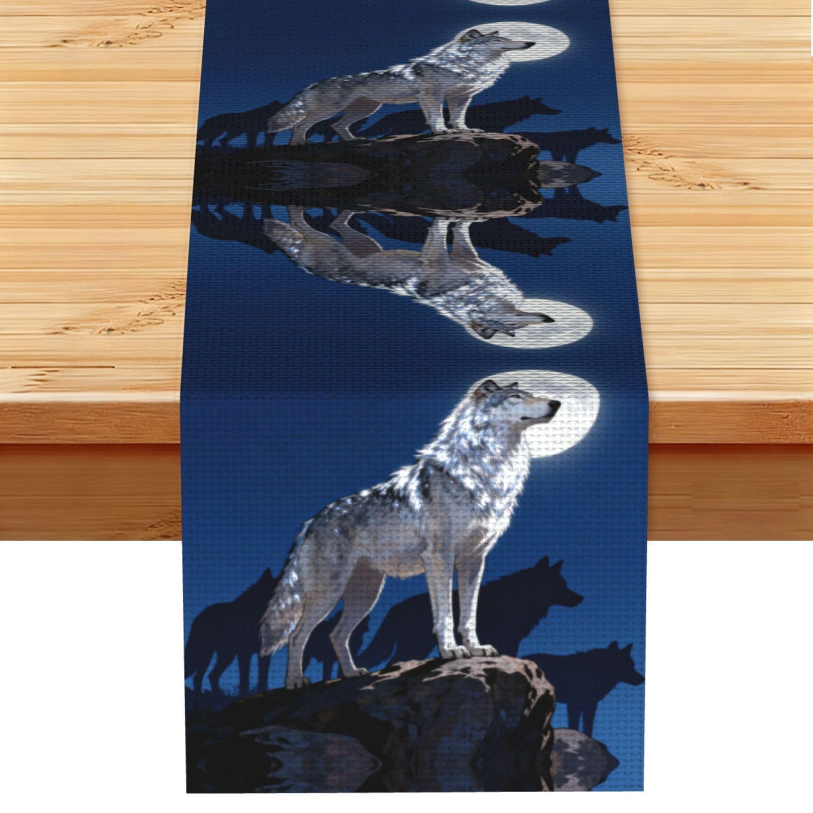 Alpha Wolf Leader Linen Look Table Runner 13x72-Wrinkle Resistant Farmhouse Style for Dining Table Decor