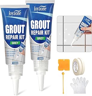 Epoxidharz Fugenmasse Grau 2 × 100 g, Sandgefüllte Fugenreparatur für Fliesen, Wasserfest & Schimmelresistent, für Bad und Küche