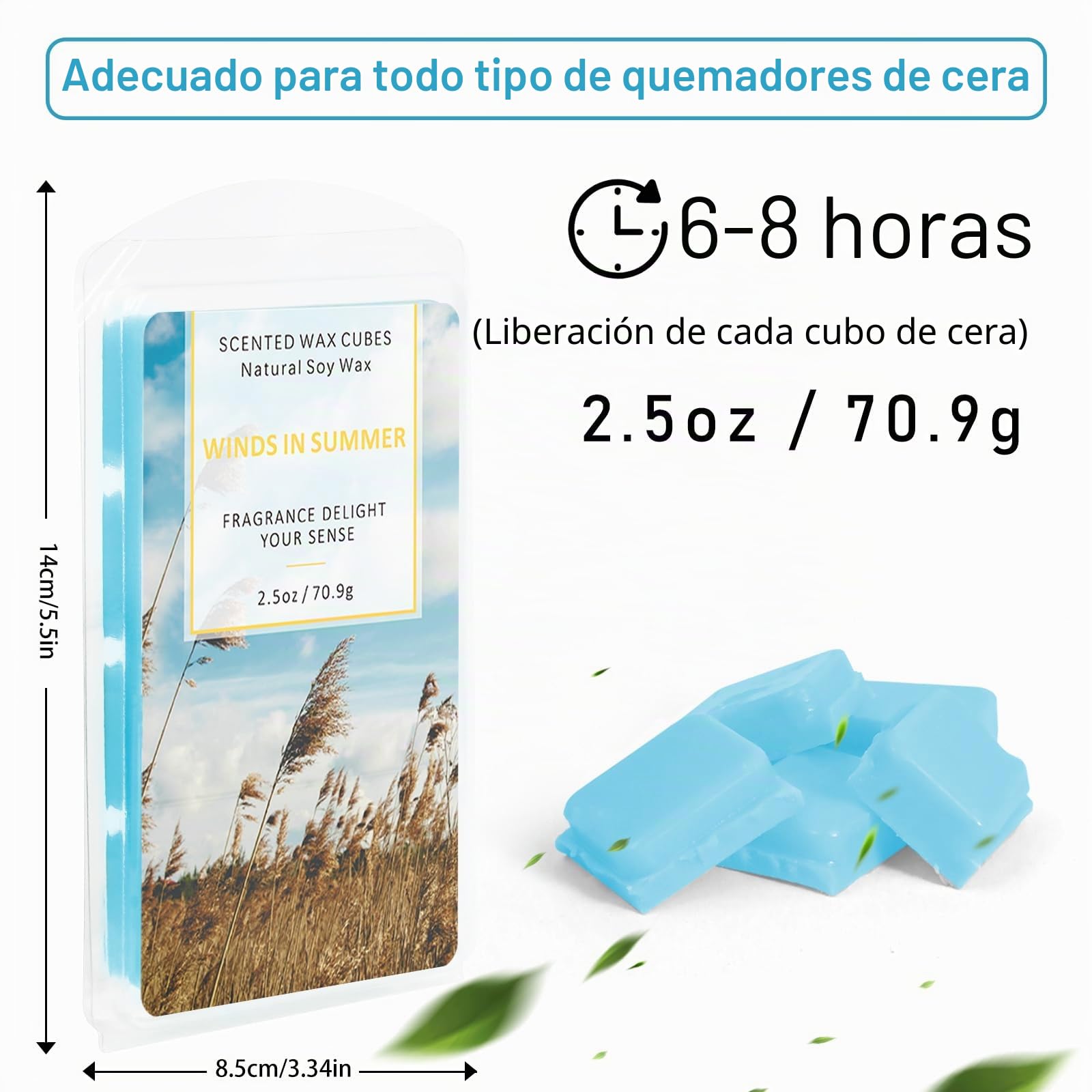 SCENTORINI Ceras Perfumadas para Derretir Aromáticas 100% Cera de Soja Fragancia, Aromaterapia，Aroma Lino Fresco, Bosque Bohemio, Brisa Marina, Viento en Verano 70.9 g x 4