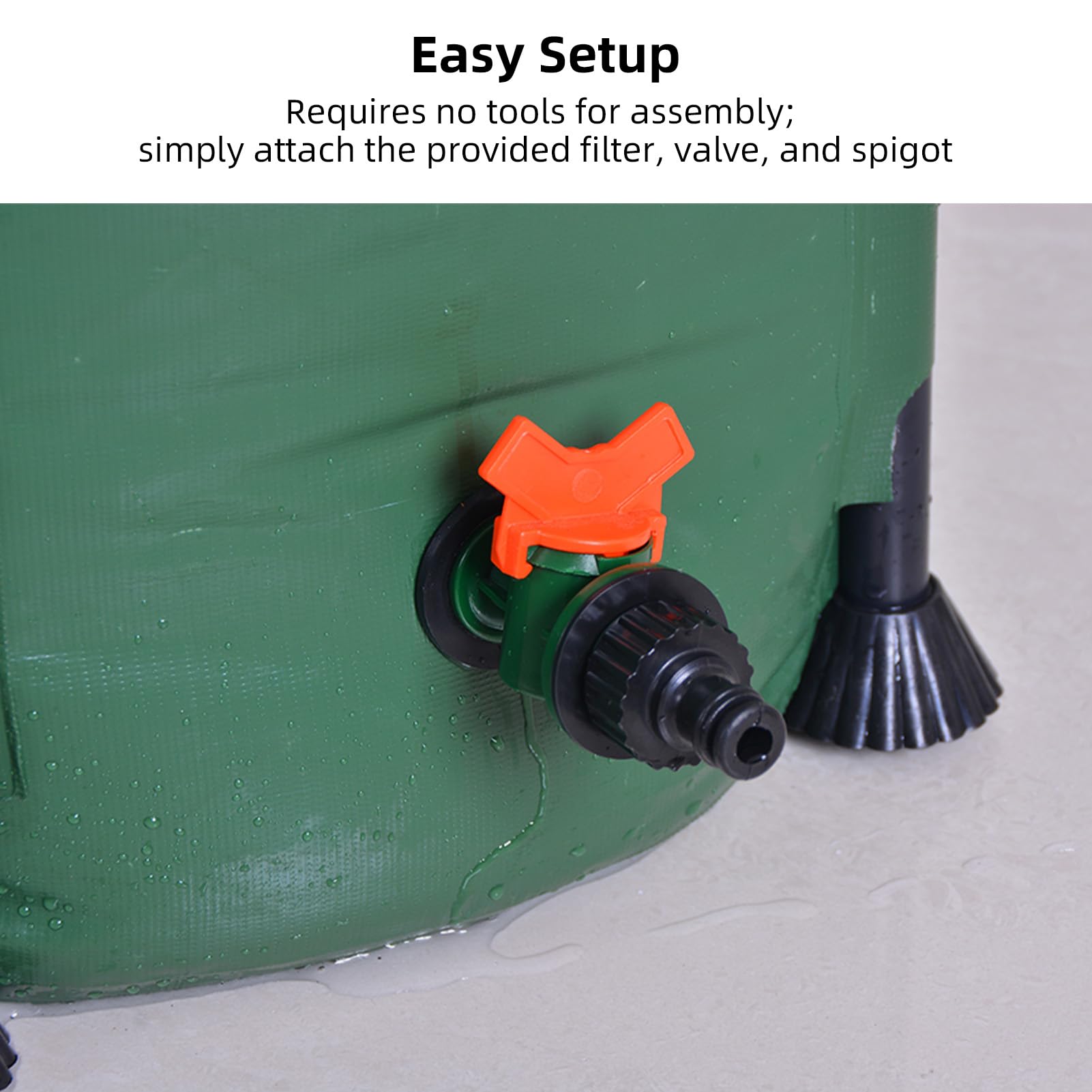 Lixada Barril de recolección de Agua de Lluvia portátil con Filtro de bajante y válvula de desbordamiento - Kit de Barril de Lluvia de 100 l con Lona de PVC 500D