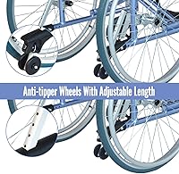 Vista 6 de Silla de ruedas manual multifuncional de aluminio, sillas de ruedas para adultos, silla de ruedas acolchada plegable con ruedas de liberación rápida