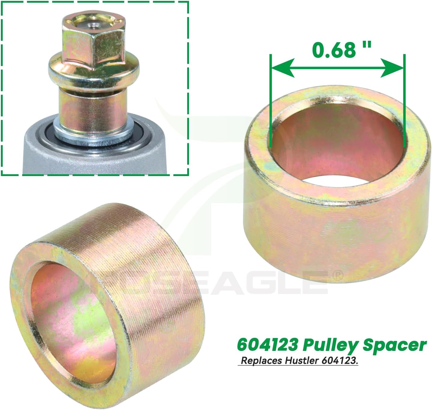 3 Pack 604214 Spindle Assembly with 603988 Spindle Pulley 604219 604231 605512 Idler Pulley 607162 Belt Replace Hustler 604214 Spindle Assembly, Hustler Raptor 52 inch Deck Spindle 604214