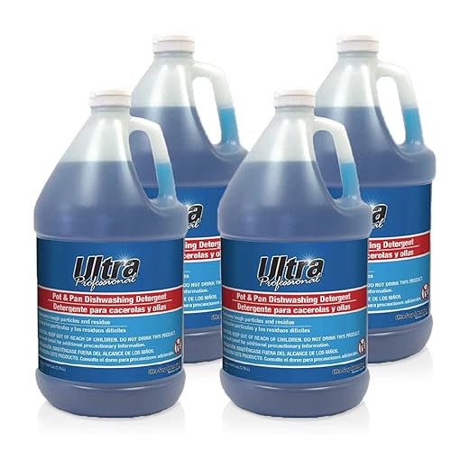 Ultra Professional ™ 4 Pack 1 Gallon Pots & Pan Dishwashing Detergent Dish Cleaning Liquid, Platinum, Blue- Powerful Grease Remover