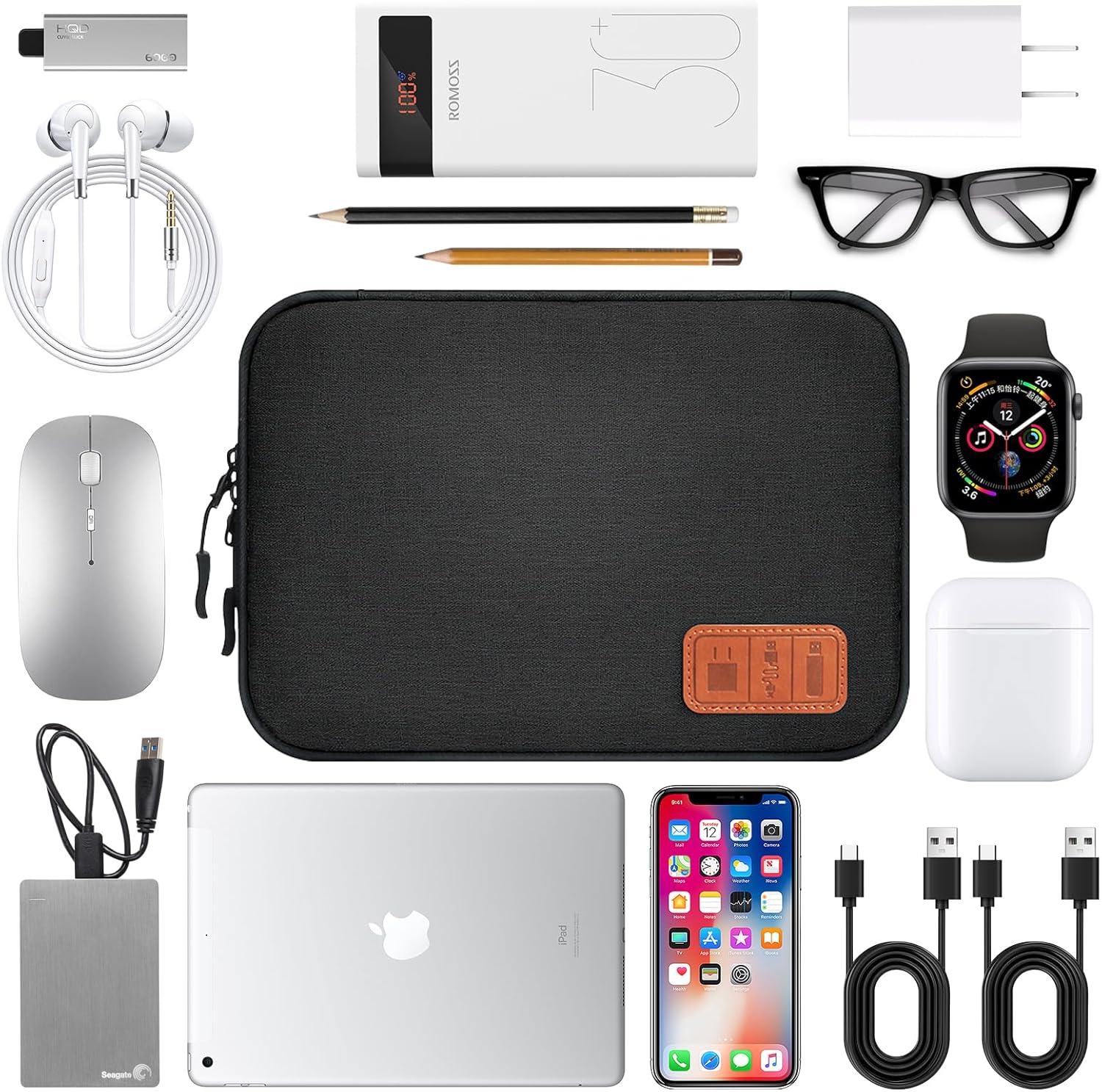 Travel Cable Organizer Bag, T TERSELY Travel Gadget Cables Electronics Accessories Organizer Bag,Portable Tech Gear Phone Accessories Carrying Storage Case Bag for Headphone Earphone USB (Black)