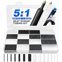 ROADPLUM 51 Heat Shrink Tubing Kit,650 PCS Adhesive Lined, Clear Black Wire Shrink Wrap Tubing,7 Size 3/32"-3/4" Industrial Dual Wall Heat Shrink Tube,Waterproof Heatshrink Tubes