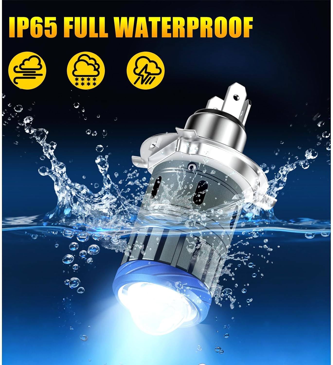 2PCS Universal H4/9003 Led Headlight Bulbs, 300% Brighter, 6000K White Motorcycle Bulbs, Plug and Play, WaterProof Design, H4 LED Motorcycle Light Bulb Hi/Lo Beam Fit for Most Motorcycles