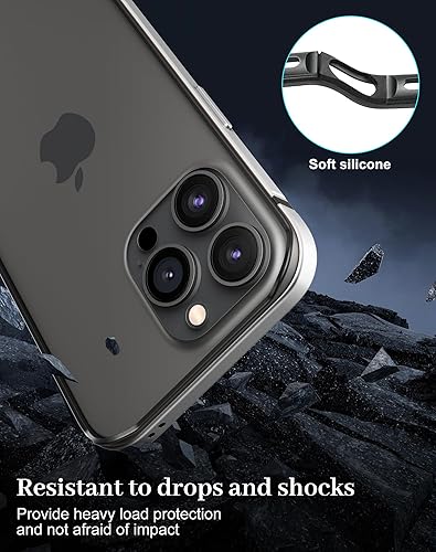 Miniatura 6 de Funda delgada de metal para iPhone 15 Pro de 6.1 pulgadas, interior de TPU suave + parachoques chapado en metal, compatible con carga inalámbrica,