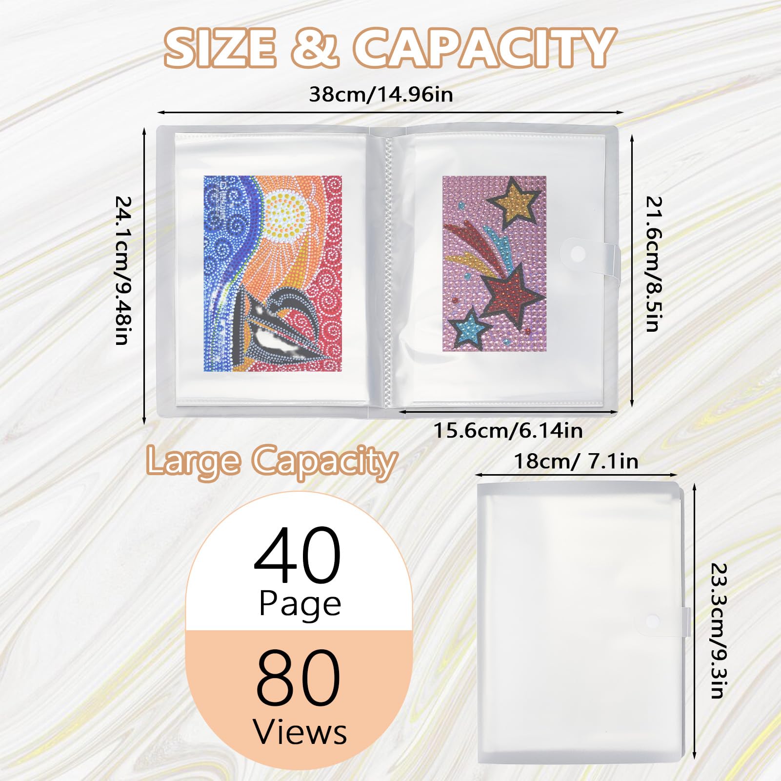 NICENEEDED A5 Mini Diamond Art Aufbewahrungsbuch Mini Portfolio Mappe Für Diamond-Painting Mit 80 Fach Kleiner Organizer Für Diamantmalerei (15 x 21cm)