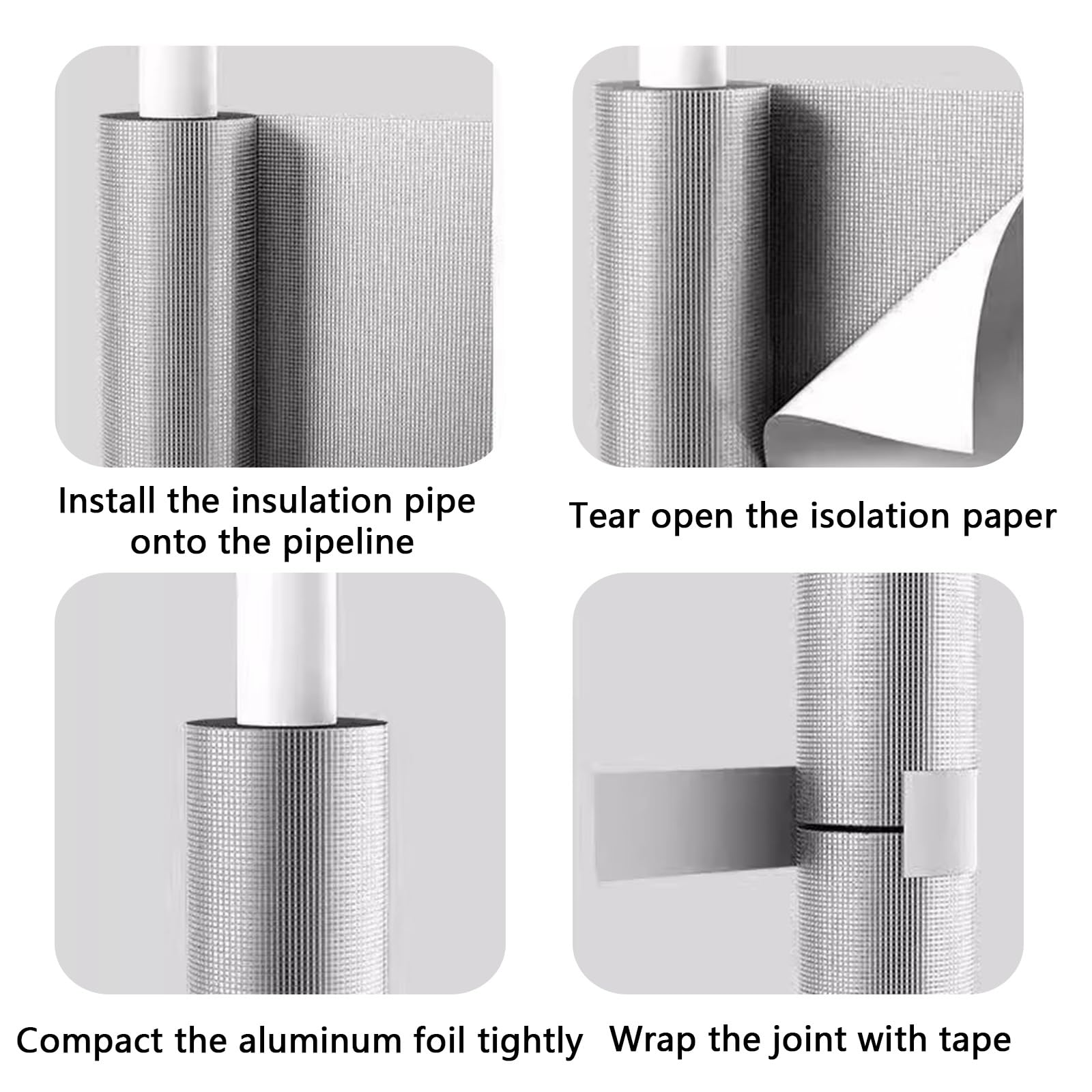 6 Piezas Aislamiento de tuberías de espuma, 1m Fundas De Aislamiento Térmico for Tuberías Exteriores,Coquilla Aislante De Papel De Aluminio Autoadhesivo, Retardante De Llama(16mmID)