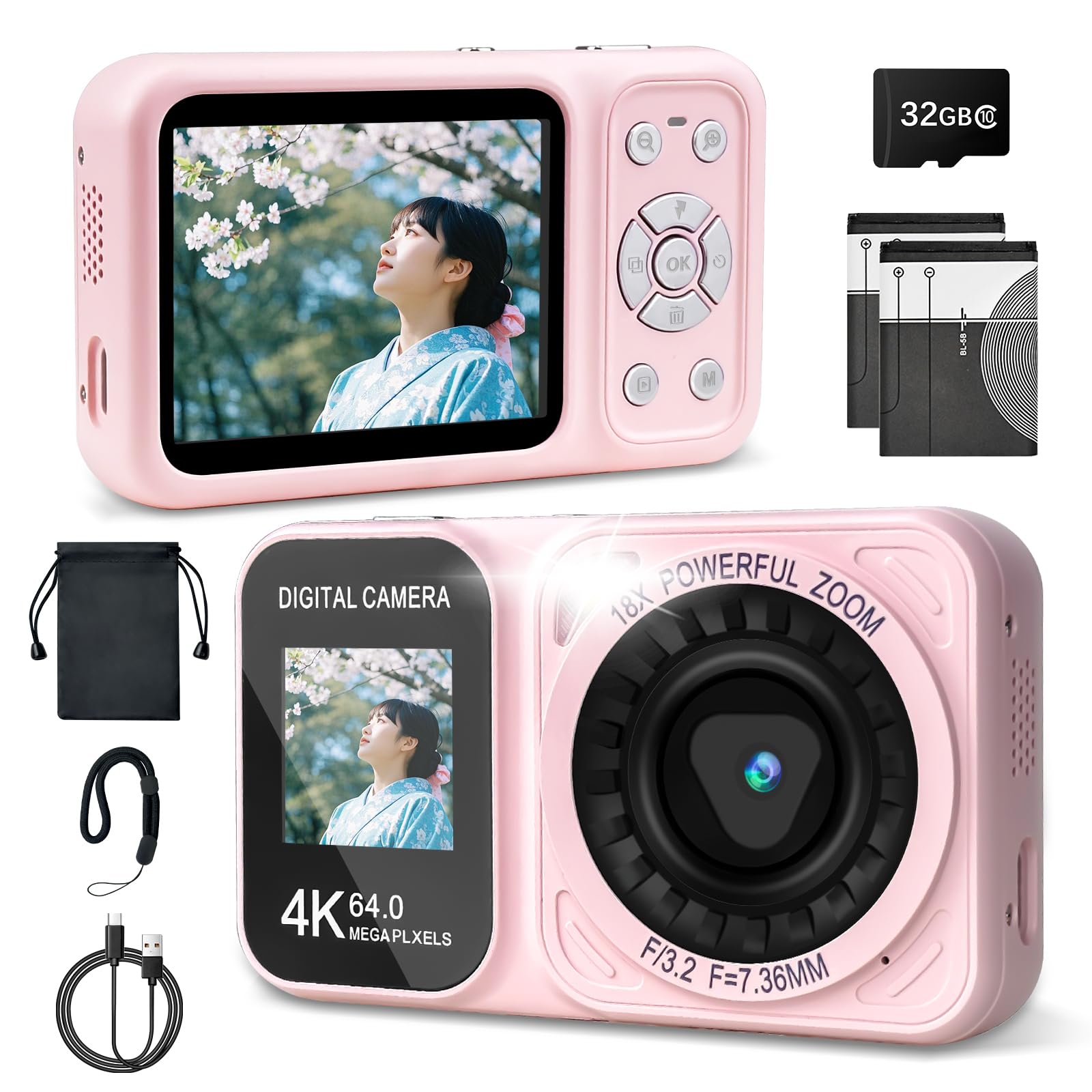Amazon | デジタルカメラ 4K 6400万画素 30FPS デジカメ【IPS デュアル 