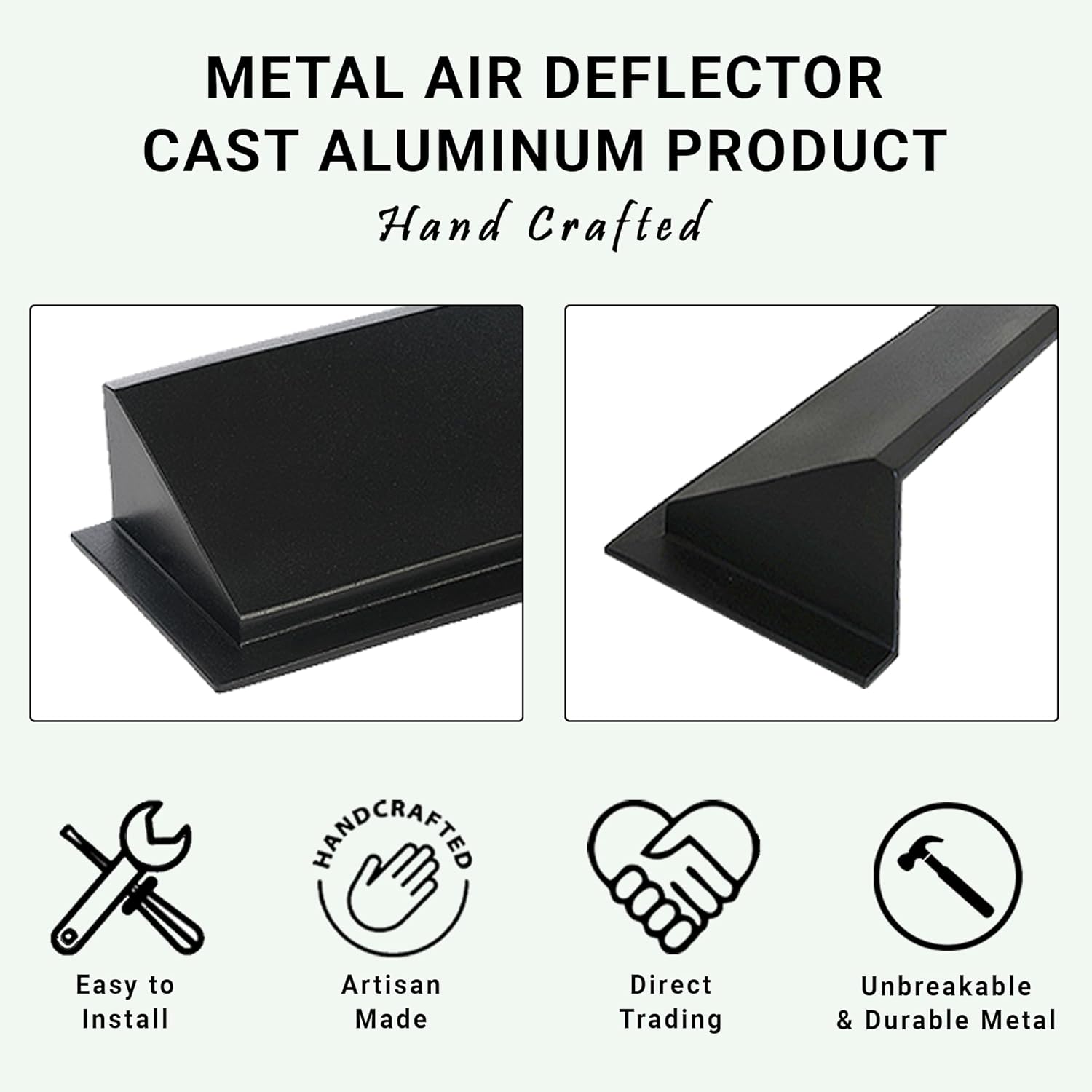 Registers & Hardware Metal Air Deflector for 4"x10" Floor Vent - Cast Aluminum Air Deflector, Durable & Rust Free Metal, Powder Coat Black, Not for Wall or Ceiling. Non-Adjustable Size