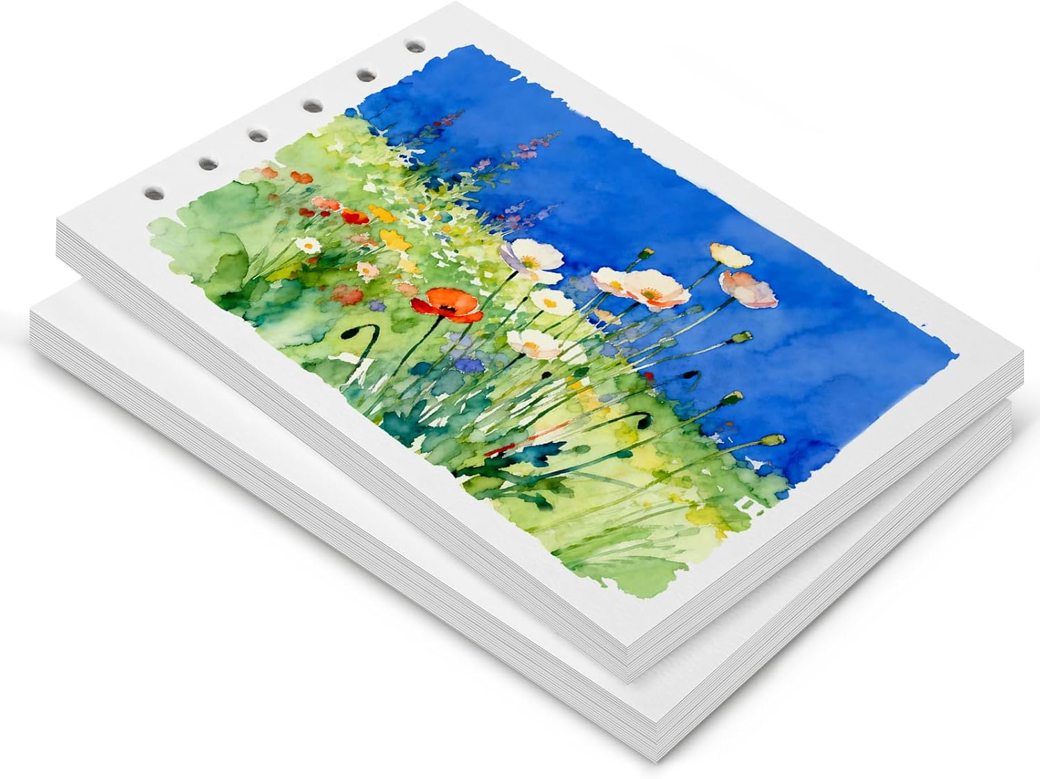 Lightwish Watercolor Paper Refill, 2 Pack, 40 Sheets Total - 100% Cotton Acid-Free 300gsm/140lb A5 Landscape Format, Hot Press Texture - Compatible with Lightwish A5 Watercolor Sketchbooks （5.8*8.2in)
