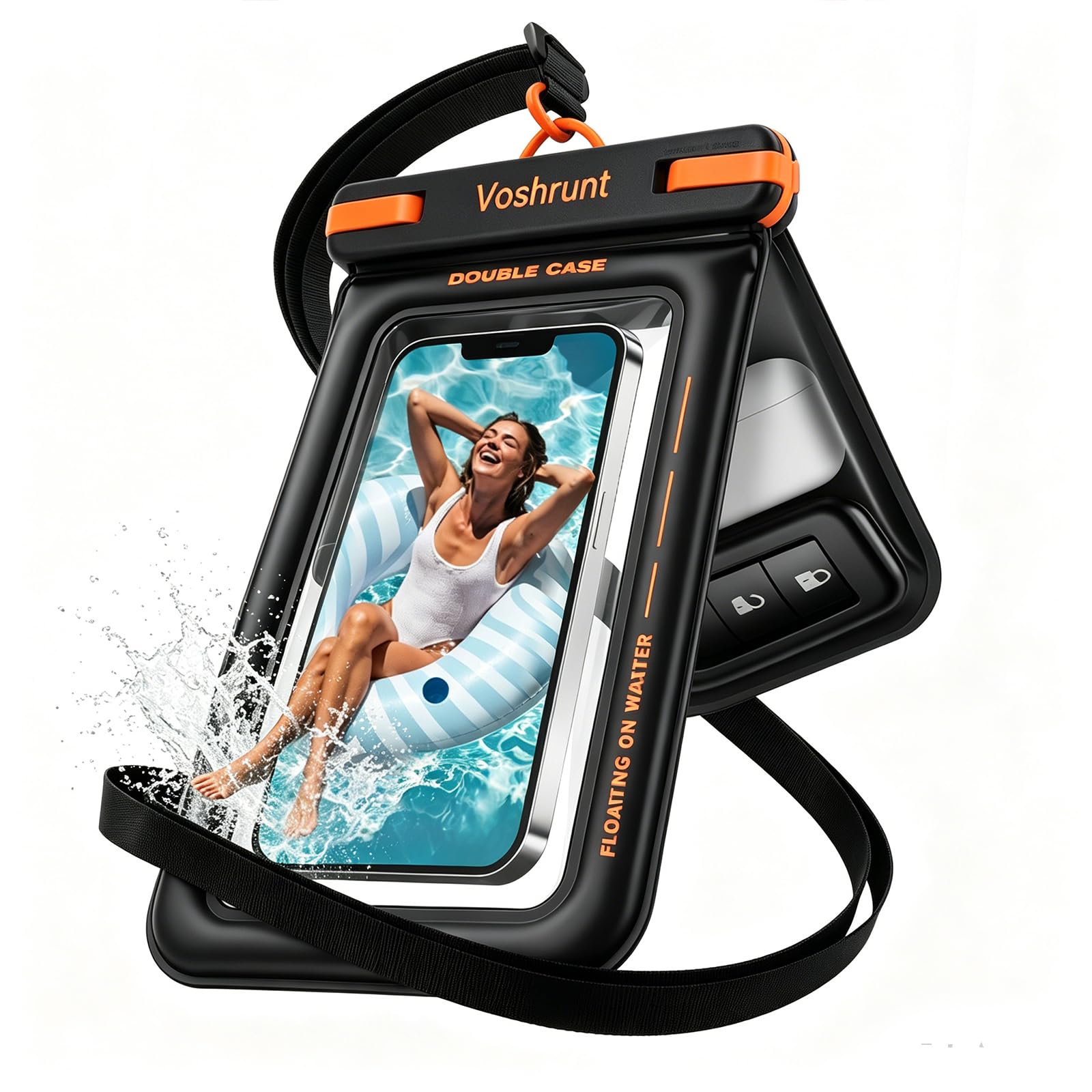 【2026年最新エアーで水に浮くダブルポケットのスマホ防水ケース】 スマホポーチ…