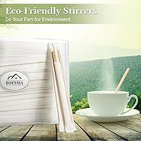 Vista 8 de 100 piezas de agitadores de café de bambú envueltos individualmente – Palitos para remover café de 5.5 pulgadas, palitos para remover para la barra