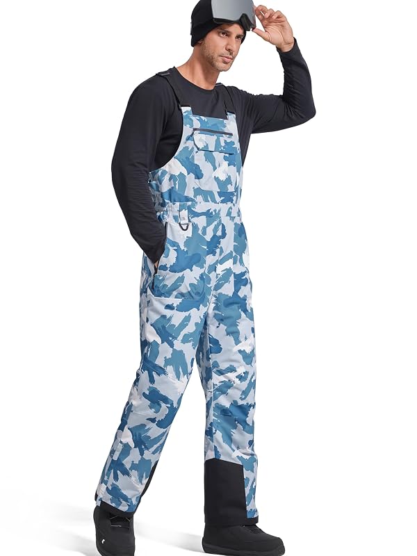 FREE SOLDIER Mens Snow Bibs Ski Pants Softshell Waterproof Insulated Warm Snow Pants Windproof Ski Bib Overalls(Camo Blue 2X-Large/32) by FREE SOLDIER - Used condition - US$24.69
