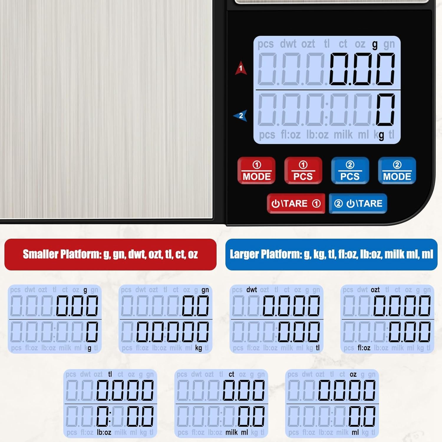 Bilancia da Cucina A Doppia Piattaforma Bilancia per Alimenti Ad Alta Precisione con Display LCD 1 PC