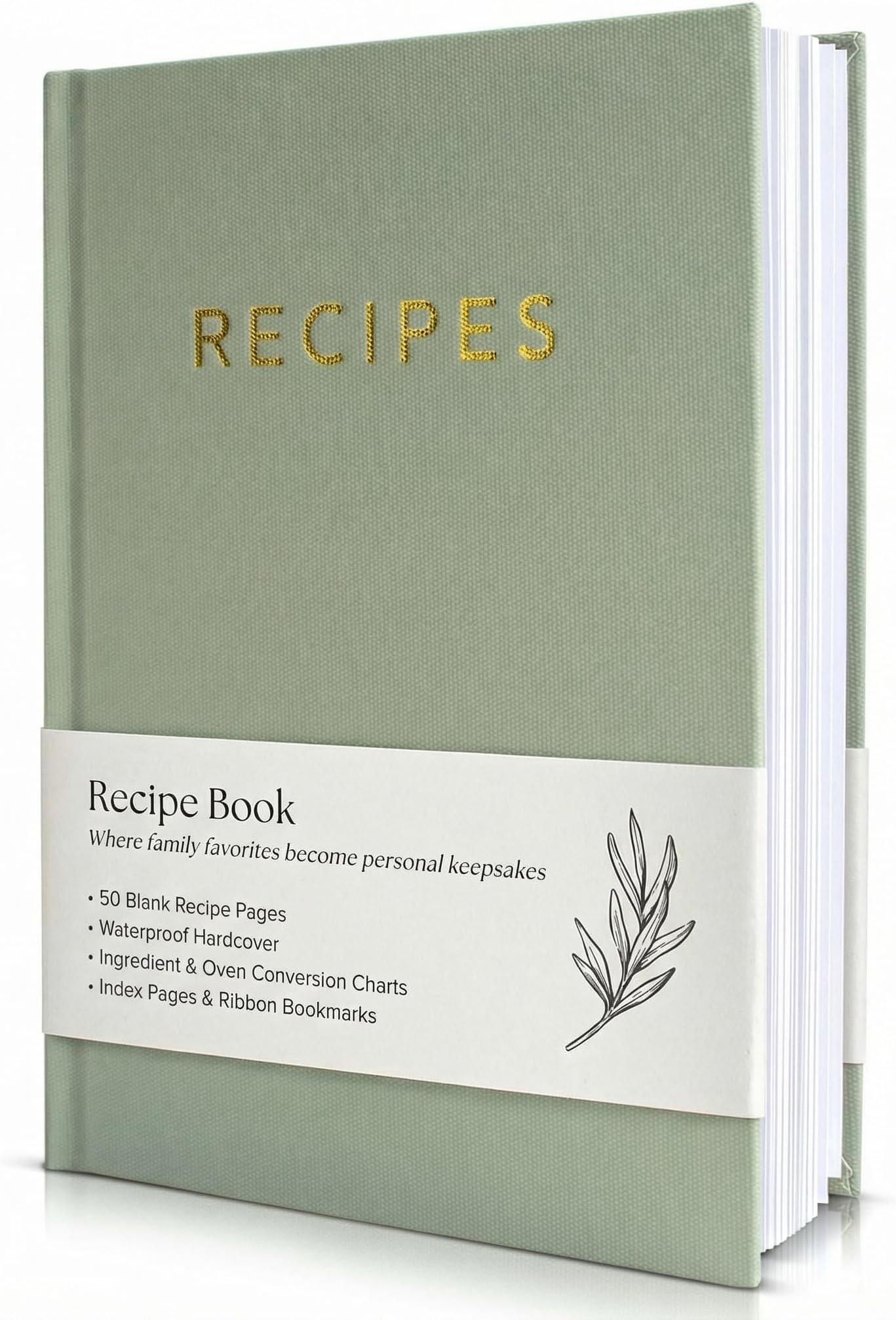 ZICOTO Aesthetic Blank Recipe Book with Waterproof Cover - The Perfect Recipe Notebook To Write In Your Own Recipes - Beautiful Blank Cookbook to Organize Your Recipes