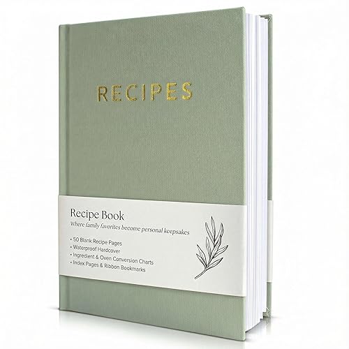 ZICOTO Aesthetic Blank Recipe Book with Waterproof Cover - The